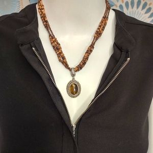 Necklace Vintage Avon tigers eye necklace in beaded and silver tone setting